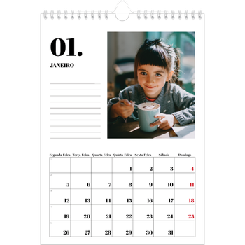 Calendário fotográfico A4 — Serif e momentos