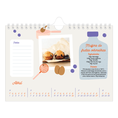 Calendário A5 horizontal — Receitas do ano [Abril]