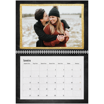Calendário fotográfico duplo A4 — Molduras com purpurinas
