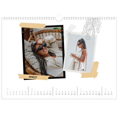 Calendário A3 Horizontal — Estilo de álbum de recortes [Março]