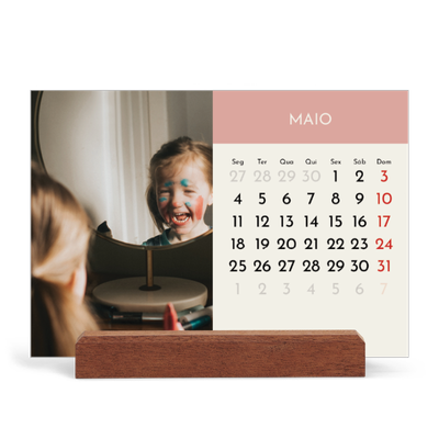Calendário de mesa com suporte em madeira - horizontal  — Capítulos pastel [capa]