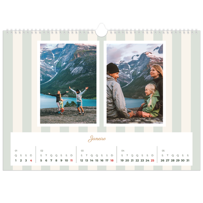Calendário A3 Horizontal — Escrita e riscas [Janeiro]