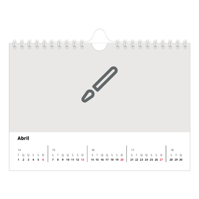 Calendário A5 horizontal — Desenhe o seu próprio produto [Abril]