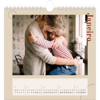 Calendário fotográfico quadrado — Texto assimétrico