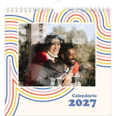 Calendário quadrado — Linhas retro [capa]