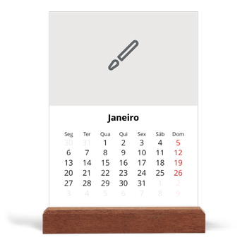 Calendário de mesa com suporte em madeira - vertical — Desenhe o seu próprio produto