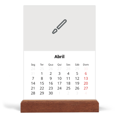 Calendário de mesa com suporte em madeira - vertical  — Desenhe o seu próprio produto [Abril]