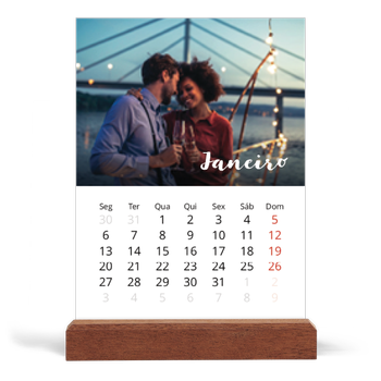 Calendário de mesa com suporte em madeira - vertical — Script simples