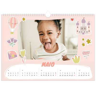 Calendário A3 Horizontal — Unicórnio arco-íris [capa]