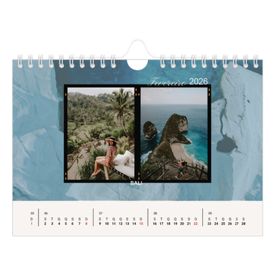Calendário A5 horizontal — Aventura e desejo de viajar [Fevereiro]