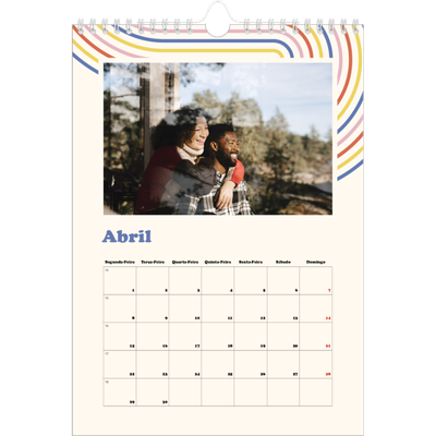 Calendário fotográfico A4 — Linhas retro [Abril]