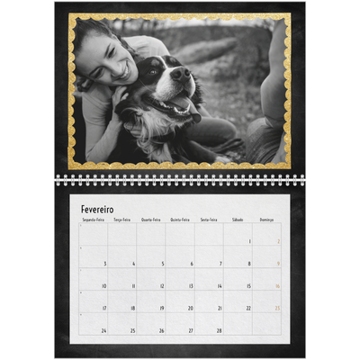 Calendário A4 duplo — Molduras com purpurinas [Fevereiro]