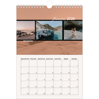 Calendário fotográfico A4 — Aventura e desejo de viajar