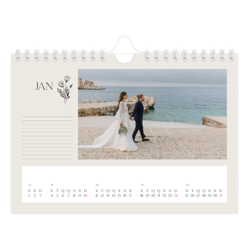 Calendário de Fotografias A5 Paisagem — Iniciais em flor