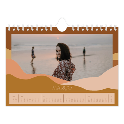 Calendário A5 horizontal — Montanhas neutras [Março]