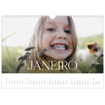 Calendário fotográfico horizontal A3 — Doze meses grandes