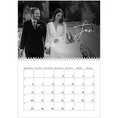 Calendário A4 duplo — Escrita elegante [Janeiro]