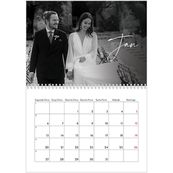 Calendário fotográfico duplo A4 — Escrita elegante