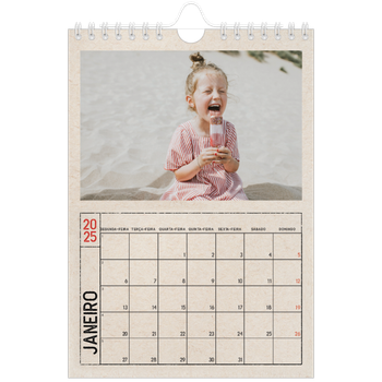Calendário A5 — Efeito de carimbo de artesanato