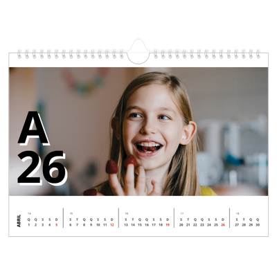 Calendário A4 horizontal — Estilo de carta [Abril]