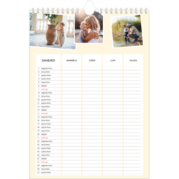 Calendário fotográfico A4 — Planificador moderno - Familia de 4