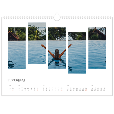 Calendário A3 Horizontal — Mosaicos de viagem [Fevereiro]