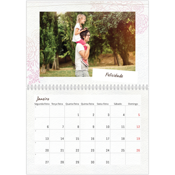 Calendário fotográfico duplo A4 — Embrulho floral