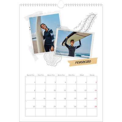 Calendário A3 — Estilo de álbum de recortes [Fevereiro]