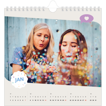 Calendário fotográfico quadrado — Aniversário icónico