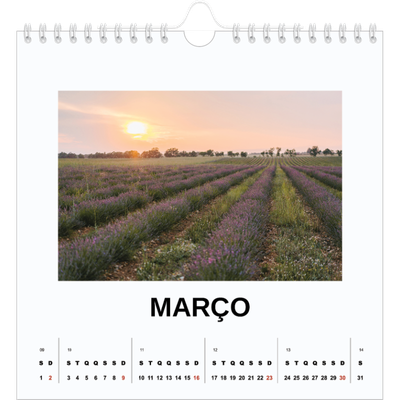 Calendário quadrado — Fotografia simples [Março]