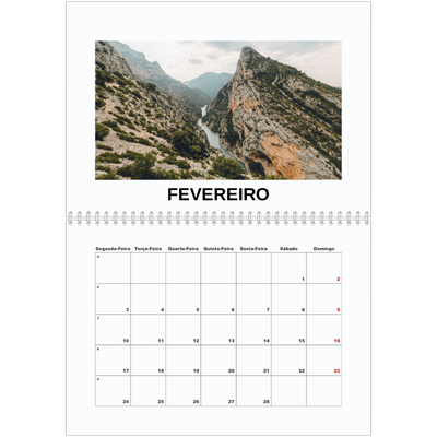 Calendário A4 duplo — Fotografia simples [Fevereiro]