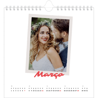 Calendário quadrado — Assinado a carmim [Março]
