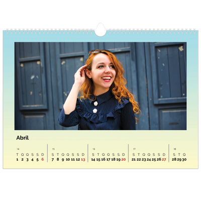 Calendário A3 Horizontal — Tons pastel [Abril]