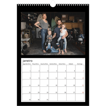 Calendário fotográfico A3 — Margem preta