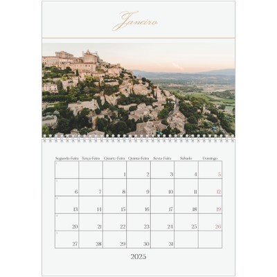 Calendário A4 duplo — Faixa de script dourada [Janeiro]