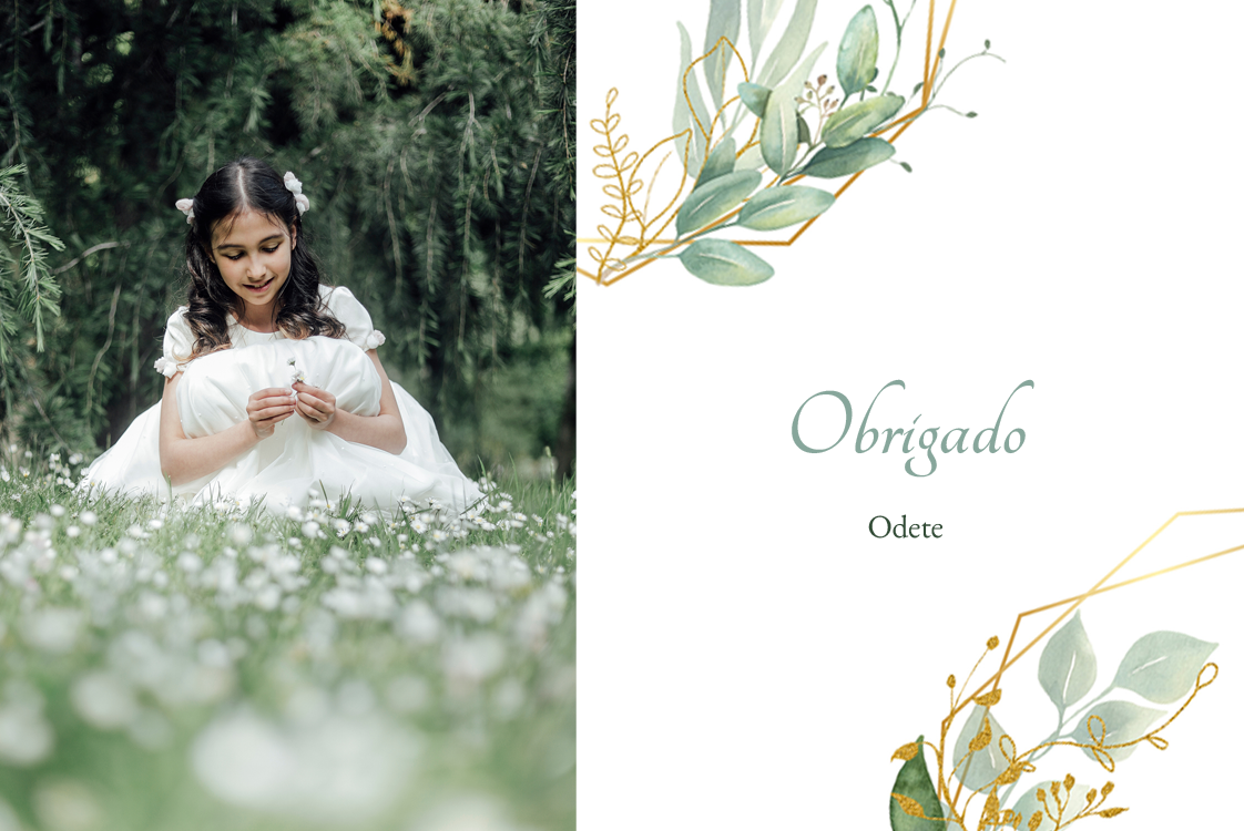 Cartões de agradecimento — Ramo de eucalipto e ouro