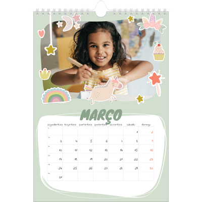 Calendário fotográfico A4 — Unicórnio arco-íris [Março]
