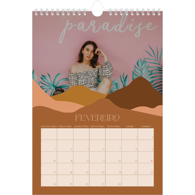 Calendário fotográfico A4 — Montanhas neutras [Fevereiro]