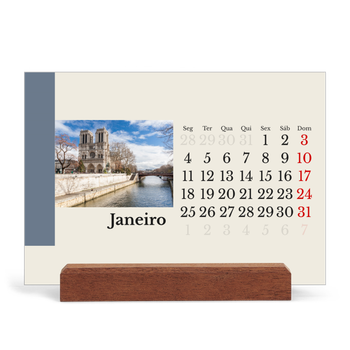 Calendário de mesa com suporte em madeira - horizontal — Vistas do mundo