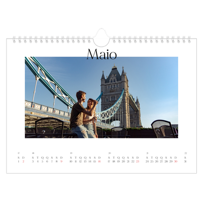 Calendário A4 horizontal — O meu diário de viagem [Maio]