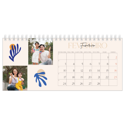 Calendários de mesa — Coral minimalista [Fevereiro]