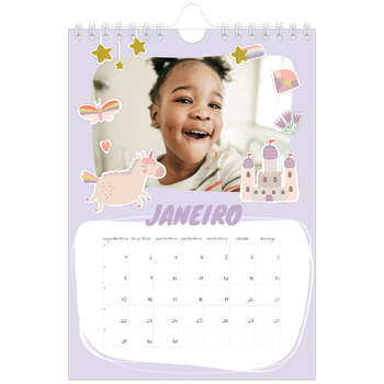 Calendário A5 — Unicórnio arco-íris