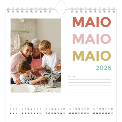 Calendário quadrado — Tipo de letra colorida [capa]