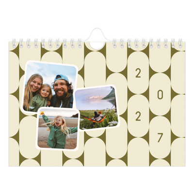 Calendário A5 horizontal — Padrões retro [capa]