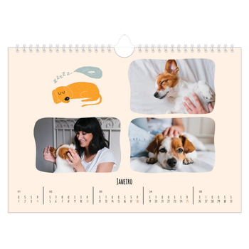 Calendário de Fotografias A4 Paisagem — Patas de cão e garatujas