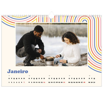 Calendário fotográfico horizontal A3 — Linhas retro