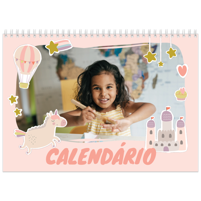 Calendário A4 duplo — Unicórnio arco-íris [capa]