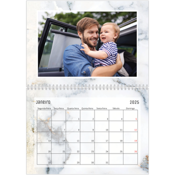 Calendário fotográfico duplo A4 — Fundos em mármore