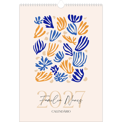 Calendário A3 — Coral minimalista [capa]