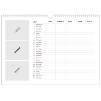 Calendário fotográfico horizontal A3 — Desenhe o seu próprio produto - Família de 5